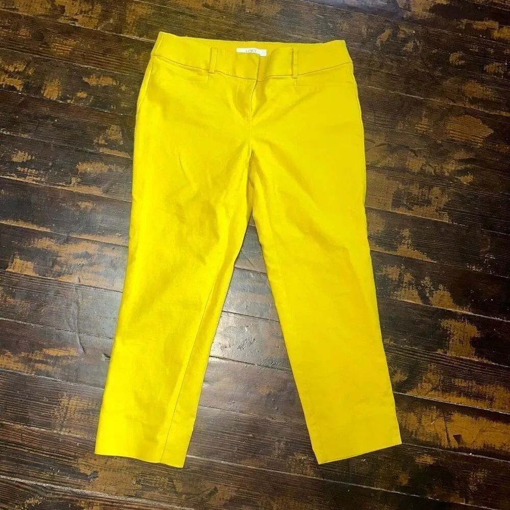 Loft yellow Riviera Marissa straight leg business casual 4P slacks
